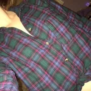 HOLLISTER | GREEN AND PURPLE FLANNEL